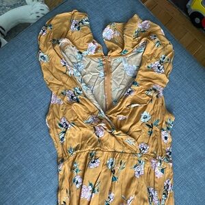 Xhilaration Mustard Floral Long Sleeve Dress
